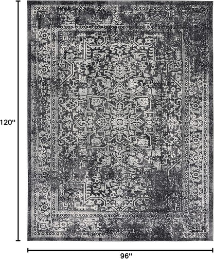 SAFAVIEH Area Rug 8x10 - Evoke Collection - Large - Black & Grey, Distressed Design, Non-Shedding & Easy Cleaning, Ideal for Living Room, Bedroom, Dining Space (EVK256R)