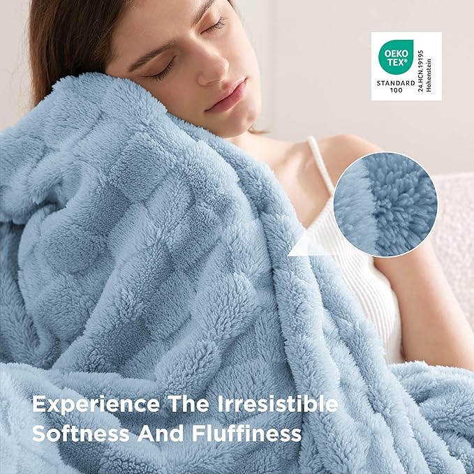 Bedsure GentleSoft King Size Blanket for Bed - Super Soft Cozy Blankets for Women Men Girls, Large Fuzzy Fleece Throw for Bedroom Decor, Light Blue,108x90 Inches