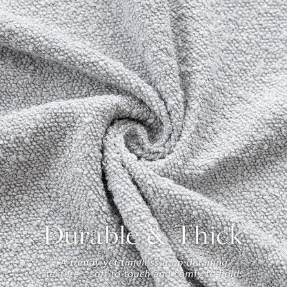 Foindtower Pack of 2 Textured Boucle Throw Pillow Covers Accent Solid Decorative Pillow Cases Cozy Woven Couch Cushion Case for Chair Sofa Bedroom Living Room Home Decor, 18 x 18 Inch,Light Grey