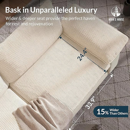 HERA'S HOUSE Oversized Modular Sectional Sofa, 158" U Shaped Cloud Couch with Ottoman and Throw Pillow, Mixed Fabric Sleek Couches for Living Room, Beige