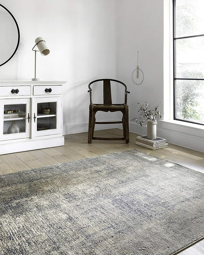 Loloi Teagan Collection TEA-05 Denim/Slate 5'-3" x 7'-6" Area Rug, Large, Soft Neutral Rug, High-Traffic for Living Room, Bedroom, Home Office, Dining Area