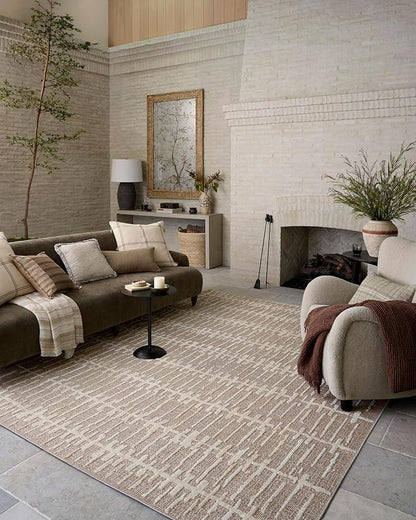 Loloi Amber Lewis Bexley Collection BEX-02 Taupe/Natural 2'-7" x 8'-0" Runner Rug Neutral, Textured, Living, Bedroom, Dining, Carpet