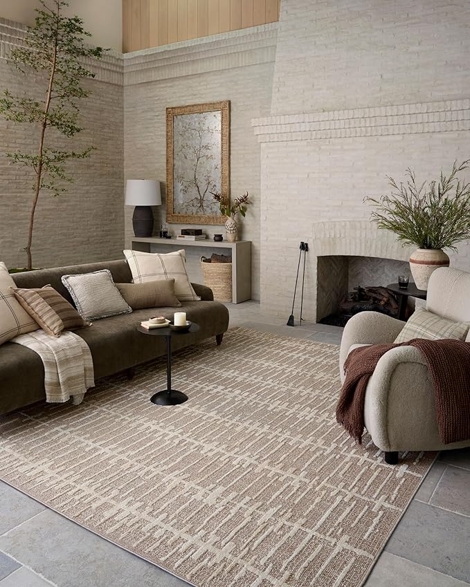 Loloi Amber Lewis Bexley Collection BEX-02 Taupe/Natural 2'-7" x 4' Accent Rug Neutral, Textured, Living, Bedroom, Dining, Carpet