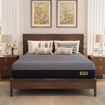 MLILY EGOHOME 10 Inch Twin XL Mattress, Copper Gel Cooling Memory Foam Mattress for Back Pain Relief,Therapeutic Single Mattress Bed in a Box, Made in USA, CertiPUR-US Certified, 38x80x10 Black