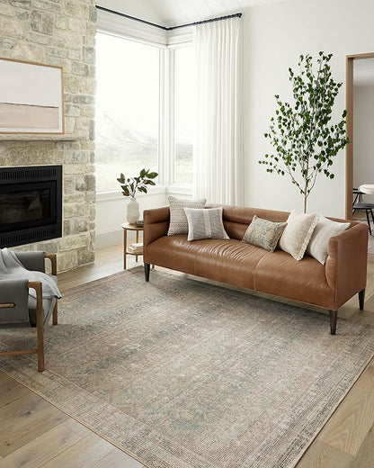 Loloi Angela Rose Aubrey Collection AUB-03 Jade/Natural 5'-0" x 7'-0", .19" Pile Height, Area Rug