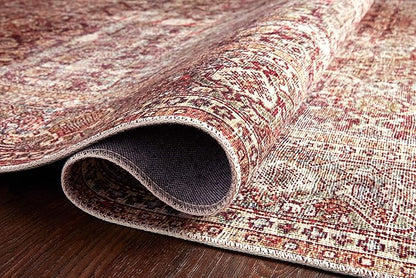Loloi Layla Collection LAY-11 Cinnamon/Sage 2'-6" x 7'-6" .13" Thick Runner Rug, Soft, Durable, Vintage Inspired, Distressed, Low Pile, Non-Shedding, Easy Clean, Printed, Living Room Rug