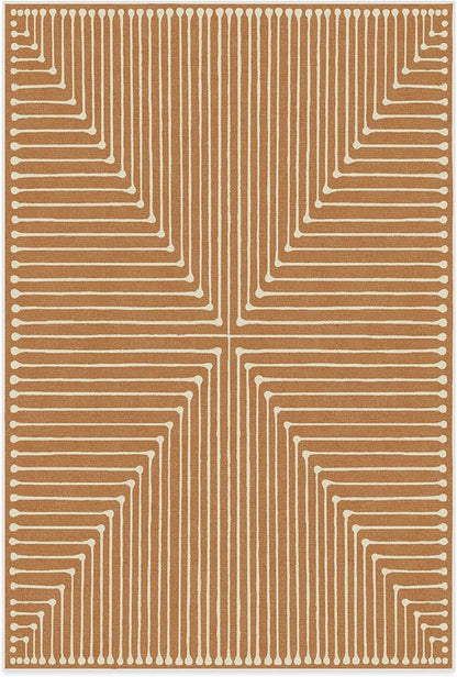 RUGGABLE x Jonathan Adler Machine Washable Modern Area Rug – Inkdrop Copper 6x9, Stain-Resistant, Non-Slip – Medium Rugs for Living Room, Bedroom, Hallway, Entryway & Office–with Cushioned Pad