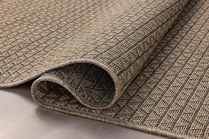 Loloi Chris Loves Julia Providence Collection PRC-05 Natural/Graphite 7'-6" x 7'-6", .12" Pile Height, Indoor/Outdoor Round Area Rug