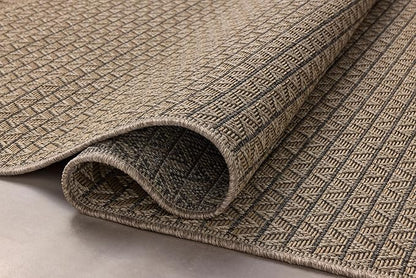 Loloi Chris Loves Julia Providence Collection PRC-05 Natural/Graphite 7'-6" x 7'-6", .12" Pile Height, Indoor/Outdoor Round Area Rug