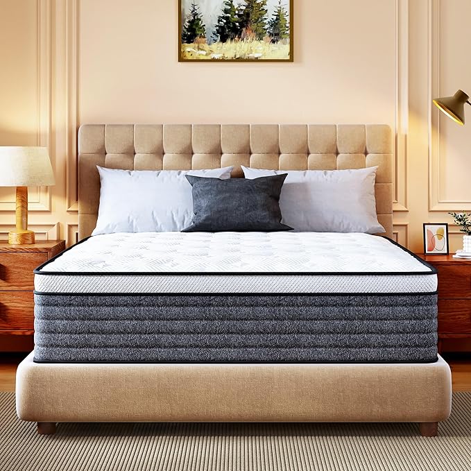 CH CHARME HOUSE Full Size Mattress, 14 Inch Full Hybrid Mattress in a Box, Medium Feel Foam and Individual Pocket Springs, Extra Edge Support, Pressure Relief, CertiPUR-US