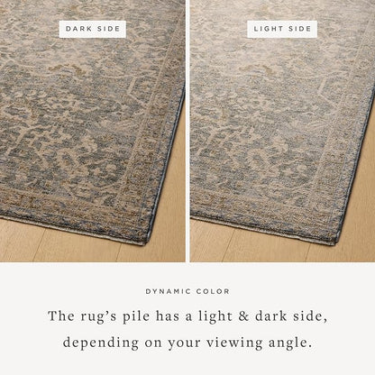 Loloi Magnolia Home by Joanna Gaines Junie Collection JUE-01 Blue/Natural 2'-7" x 8'-0", .38 Pile Height, Runner Rug