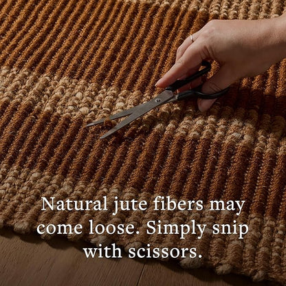 Loloi Leanne Ford Weatherstaff Collection WTS-02 Natural/Brick 9'-3" x 13' Area Rug Jute, Striped, Neutral, Living Room, Bedroom, Dining Room