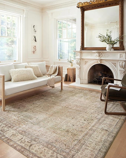 Loloi Margot Collection MAT-01 Antique/Sage 2'-6" x 9'-6" Runner Rug feat. CloudPile, No-Shed Easy Clean Large Patterned Area Rug for Living Room, Bedroom, Dining Area