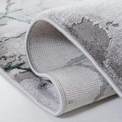 SAFAVIEH Craft Collection Area Rug - 8' Square, Grey & Green, Modern Abstract Design, Non-Shedding & Easy Care, Ideal for High Traffic Areas in Living Room, Bedroom (CFT877Y)