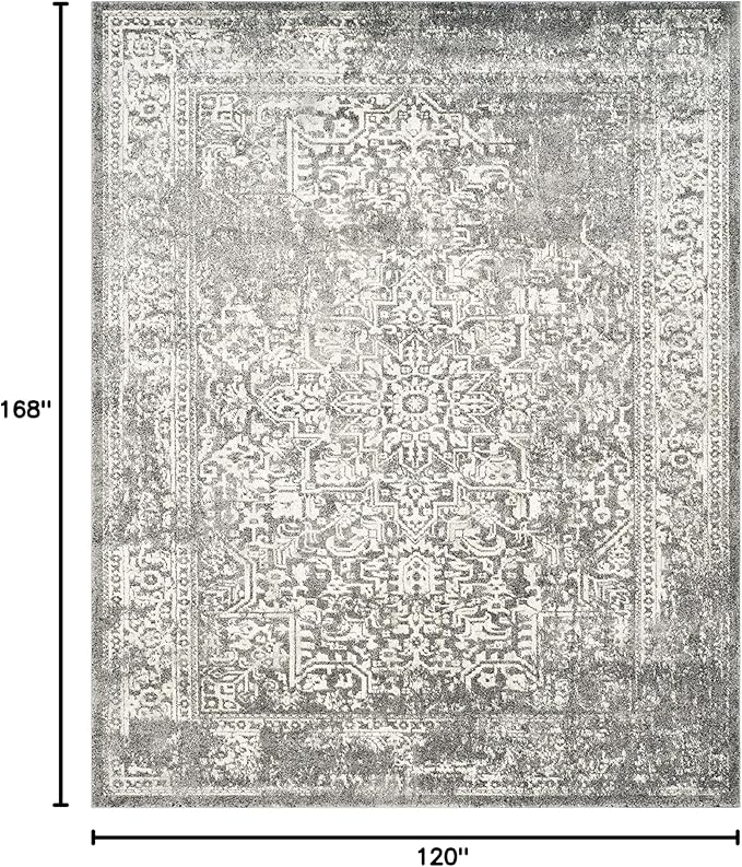 SAFAVIEH Area Rug 10x14 - Evoke Collection - Large - Grey & Ivory, Distressed Design, Non-Shedding & Easy to Clean, Ideal for Living Room, Bedroom, Dining Space (EVK256D)
