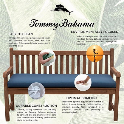 Tommy Bahama Bench Cushion, 44" X 19" X 2.5", Bamboo Bay Cobalt