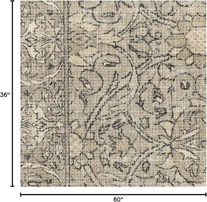 RUGGABLE x Morris & Co Washable Area Rug – Montreal Natural Stone 3x5, Stain-Resistant, Non-Slip – Small Machine Washable Rugs for Living Room, Bedroom, Hallway, Entryway & Office–with Cushioned Pad