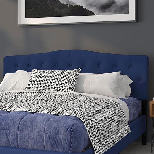 BizChair Tufted Upholstered King Size Headboard in Navy Fabric