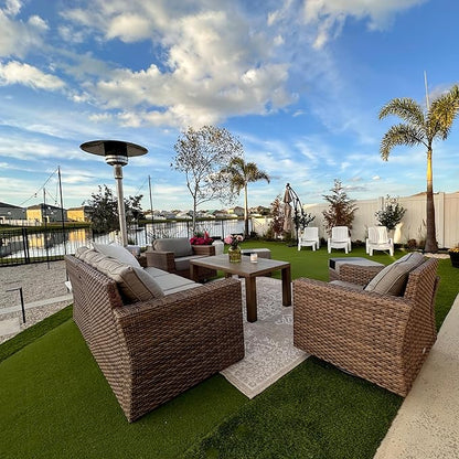 Swivel Glider 4 Piece Patio Furniture Set with Swivel Chairs, Patio Set with 4.92" Extra Wide Armrest, Wicker Patio Furniture with 26.3" Deep Seating and 5.5" Thick Cushions, Grey