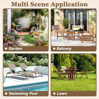 5 Piece Patio Bistro Chair Set with Ottoman, Wooden Outdoor Patio Furniture Set, Patio Wicker Chairs with Coffee Tables for Balcony Deck Backyard