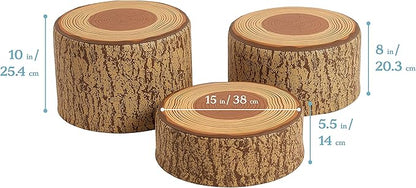 ECR4Kids SoftZone Tree Stump Stool Set, Flexible Seating, Chocolate, 3-Piece