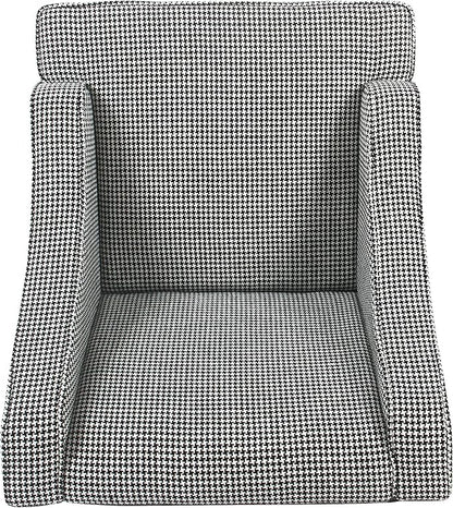 Homepop Home Decor | Upholstered Classic Swoop Arm Accent Chair | Accent Chairs for Living Room & Bedroom | Decorative Home Furniture, Black and White