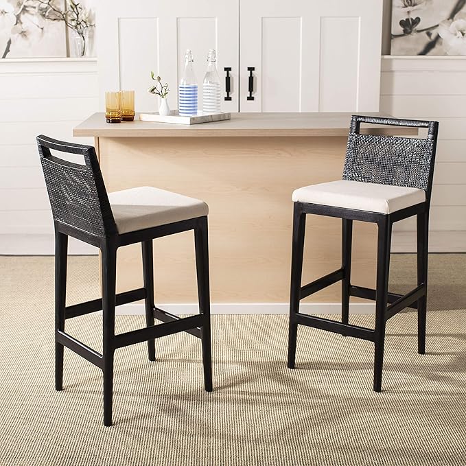 SAFAVIEH Darin Barstool, Black/White