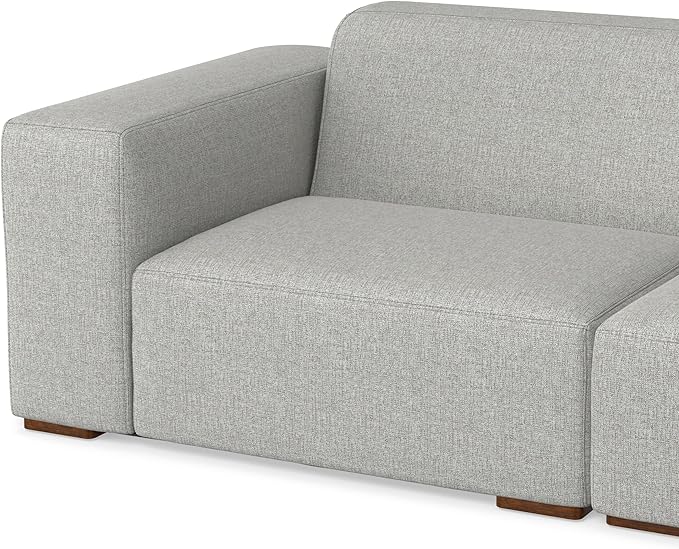 SIMPLIHOME Rex Corner Sectional Modular Sofa in 100% Recycled Polyester Tightly Woven Performance Fabric, Pale Grey, 116-inches Wide, Handcrafted Modern-Style L-Shaped Couch for Living Room