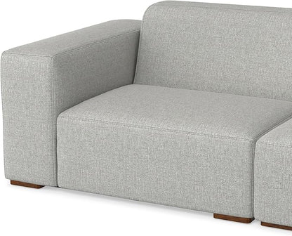SIMPLIHOME Rex Corner Sectional Modular Sofa in 100% Recycled Polyester Tightly Woven Performance Fabric, Pale Grey, 116-inches Wide, Handcrafted Modern-Style L-Shaped Couch for Living Room
