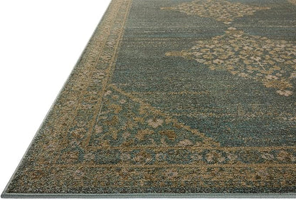 Loloi Magnolia Home by Joanna Gaines Mona Collection MOA-04 Aqua/Wheat 3'-7" x 5'-7" Accent Rug