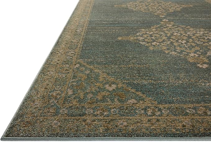 Loloi Magnolia Home by Joanna Gaines Mona Collection MOA-04 Aqua/Wheat 5' x 7'-8" Area Rug