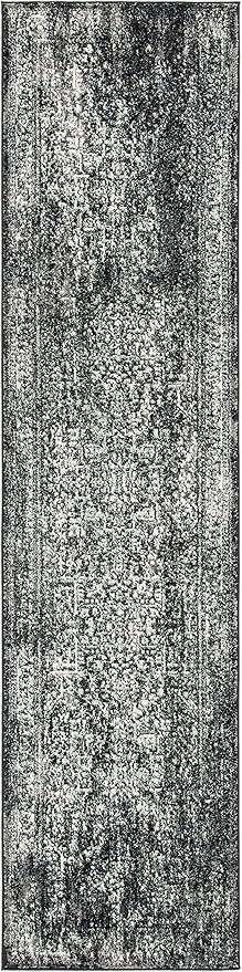 SAFAVIEH Evoke Collection 2'2" x 11' Black / Grey EVK256R Oriental Distressed Non-Shedding Living Room Bedroom Runner Rug