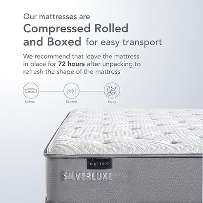 EPITEX Silverluxe Queen Hybrid Mattress 8 Inch, Gel Memory Foam Queen Size Mattress in a Box, Individual Pocket Spring for Low Motion Transfer, Medium Firm Mattress, Gray