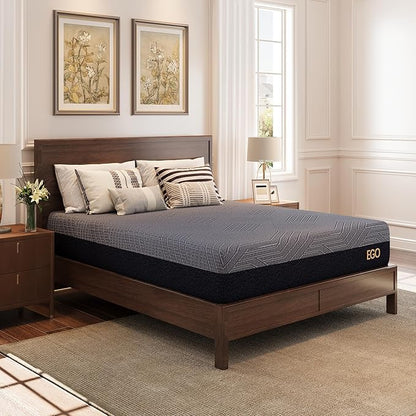 EGOHOME 10 Inch California King Mattress, Copper Gel Cooling Memory Foam Mattress for Back Pain Relief,Therapeutic Double Mattress Bed in a Box, Made in USA, CertiPUR-US Certified, 72x84x10 Black