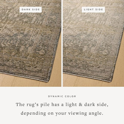 Loloi Magnolia Home by Joanna Gaines Junie Collection JUE-02 Moss/Natural 3'-11" x 5'-7", .38" Pile Height, Accent Rug