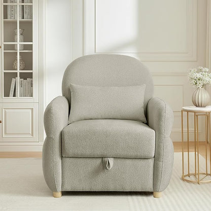 33.5" Mordern Accent Chairs,Reading Chair with Storage,Single Sofa in Chenille Fabric for Living Room, Bedroom and Compact Spaces. (Grey)