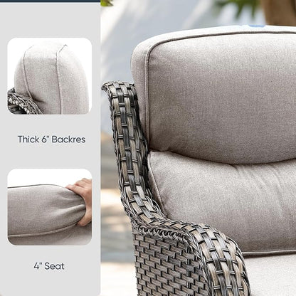 7-Piece Outdoor Patio Cushion Set - Fade & Water Resistant with Removable Olefin Cover, 22x24x4 Inch Memory Foam Cushions for Wicker Sectional Sof - Beige/Crescent