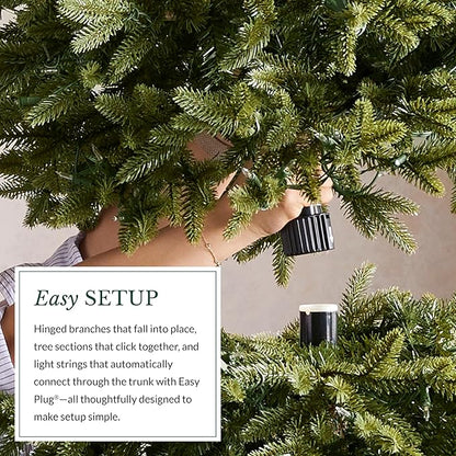 Balsam Hill 7.5ft Pre-Lit Classic Blue Spruce - Artificial Christmas Tree with 2,960+ Tips, 1,000 Clear LED Lights, Easy Plug Technology & Premium Stand for Indoor Holiday Decorating