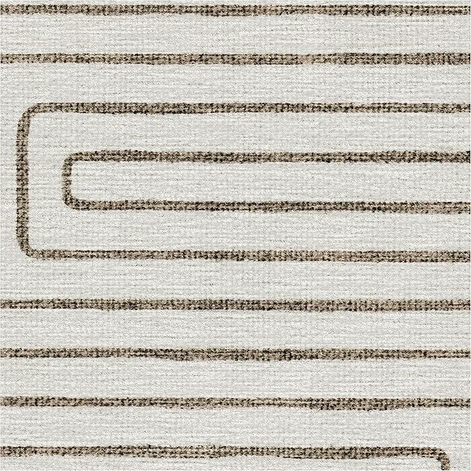 RUGGABLE x Jonathan Adler Machine Washable Modern Runner Rug – Labyrinth Camel/Ivory 2.5x7, Stain-Resistant, Non-Slip – Washable Rug for Hallway, Entryway, Living Room & Kitchen–with Standard Pad