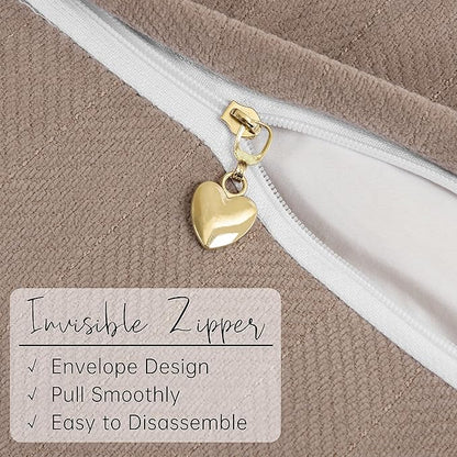 ZWJD Khaki Pillow Covers 22x22 Set of 2 Chenille Throw Pillow Covers with Elegant Design Soft and Luxurious Decorative Throw Pillows for Couch, Bed, and Home Decor
