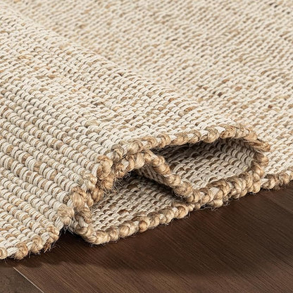 nuLOOM 7'6" x 9'6" Elfriede Jute & Cotton Hand Woven Area Rug, Natural, Solid Rustic Farmhouse Style, Weaved Design, Natural Fiber, For Bedroom, Living Room, Dining Room, Hallway, Office, Entryway