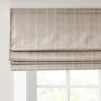 Madison Park Galen Cordless Roman Shade, 34"W x 64"H, Sheen Taupe – Room Darkening, Thermal Insulated, Energy Efficient Window Blind with Subtle Sheen Basketweave Fabric for Privacy