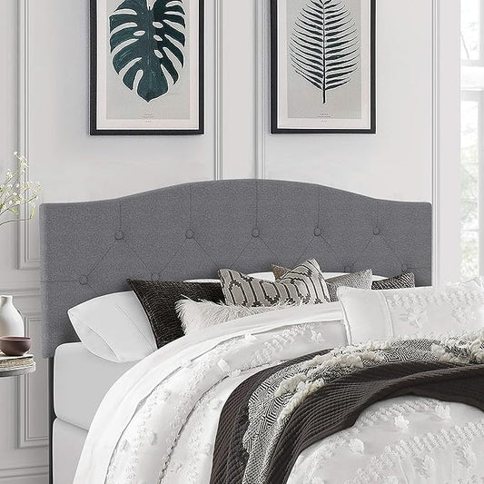 Hillsdale Provence Upholstered Arch Adjustable Tufted Full/Queen Headboard, Glacier Gray