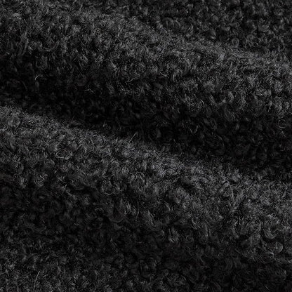 Pack of 2 Curly Teddy Wool Faux Fur Throw Pillow Covers Fuzzy Accent Soft Sherpa Pillowcases Sheepskin Fleece Decorative Cushion Case for Sofa Couch Living Room 22x22 Inch Black