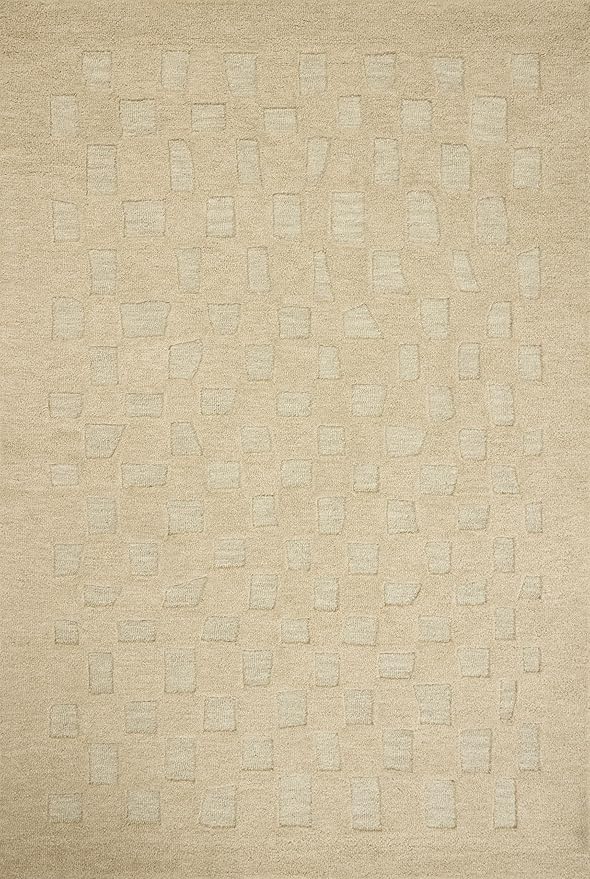 Loloi Leanne Ford Craven Collection CVN-04 Oatmeal/Dove 5'-0" x 7'-6" Area Rug Checkered, Patterned, Neutral, Living Room, Bedroom, Dining Room