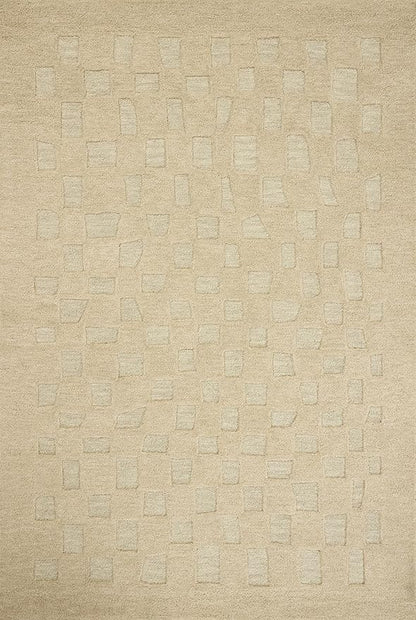 Loloi Leanne Ford Craven Collection CVN-04 Oatmeal/Dove 2'-3" x 3'-9" Accent Rug Checkered, Patterned, Neutral, Entryway, Mudroom, Bathroom, and Kitchen