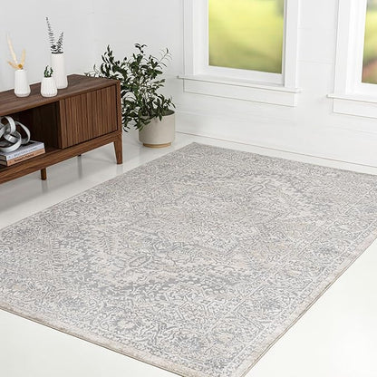 JONATHAN Y Vintage Medallion Indoor Area Rug Cream 4X6, Modern Boho for Living Room, Bedroom, Kitchen, Office, Easy-Cleaning, High Traffic, Pet-Friendly, Non-Shedding MDP100C-4