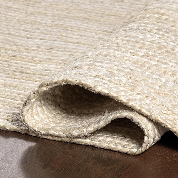 nuLOOM Oval 5x8 Rigo Jute Hand Woven Area Rug, Off White, Solid Farmhouse Design, Natural Fiber, For Bedroom, Living Room, Dining Room, Hallway, Office, Kitchen, Entryway