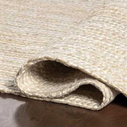 nuLOOM 2x12 Rigo Jute Hand Woven Area Rug, Off White, Solid Farmhouse Design, Natural Fiber, For Bedroom, Living Room, Dining Room, Hallway, Office, Kitchen, Entryway