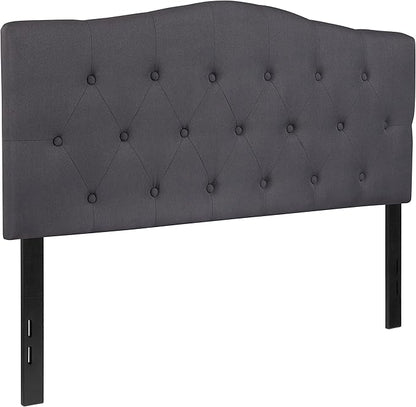 BizChair Tufted Upholstered Full Size Headboard in Dark Gray Fabric